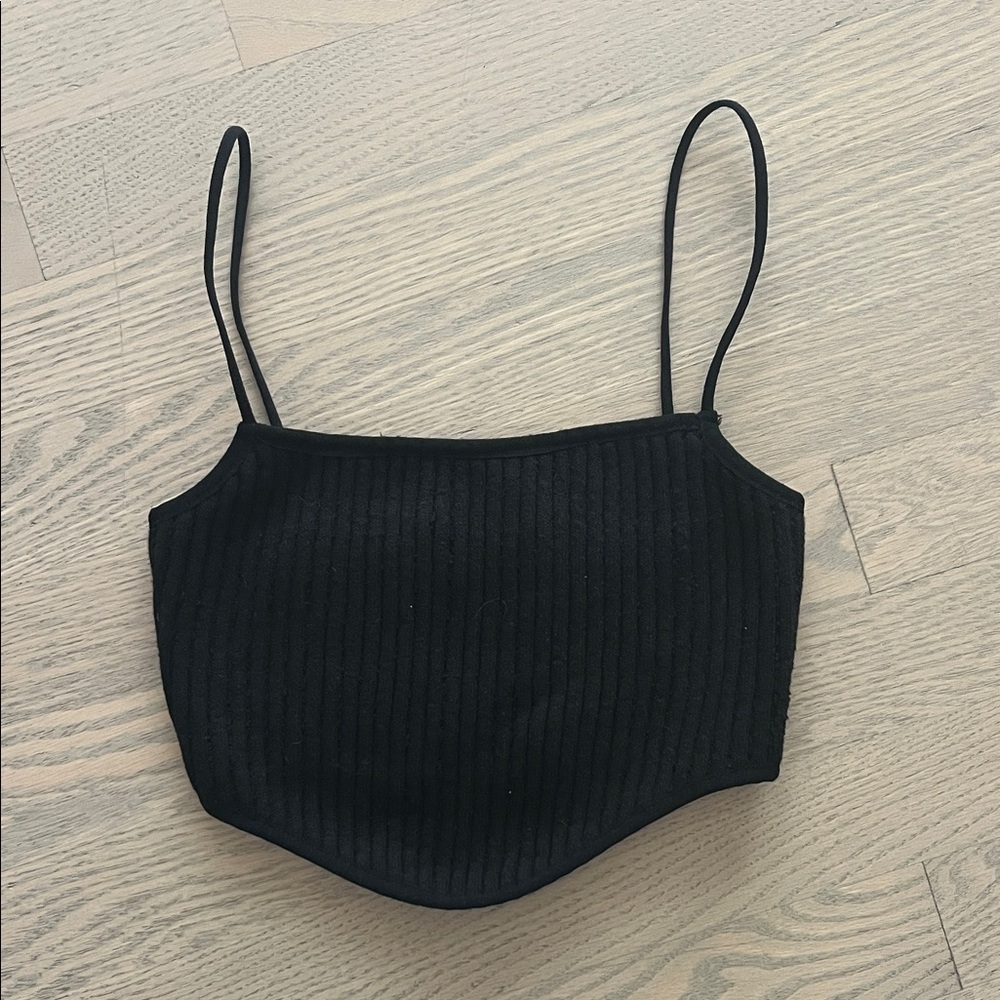 Zara Black Ribbed Camisole Top